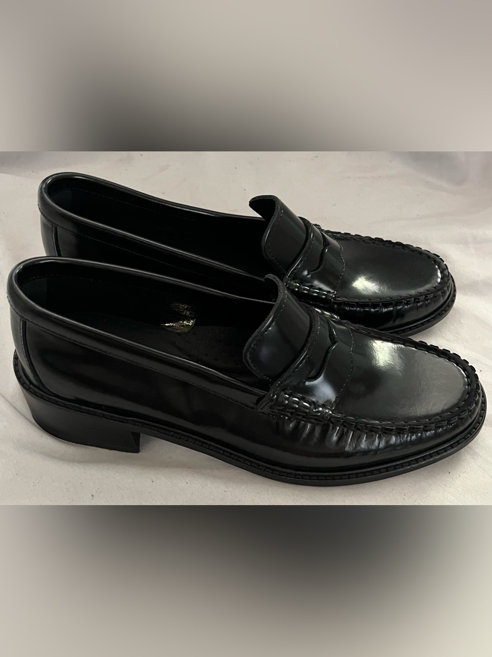 G.H. Bass WHITNEY BLACK LEATHER LOAFER BLOCK HEEL SHOE 9 $200 NEW - Picture 3 of 12